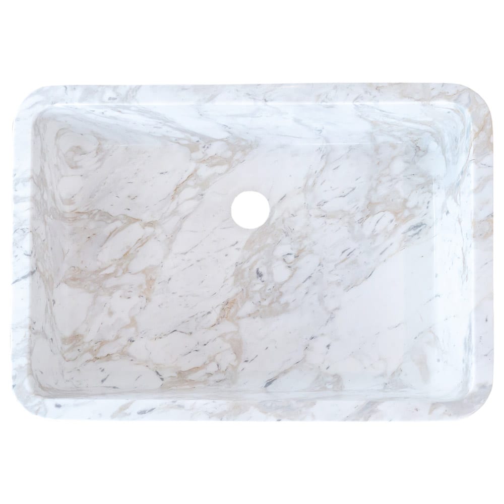 European Sugar Marble Rectangular Farmhouse Sink Semi-Polished (W)12.5