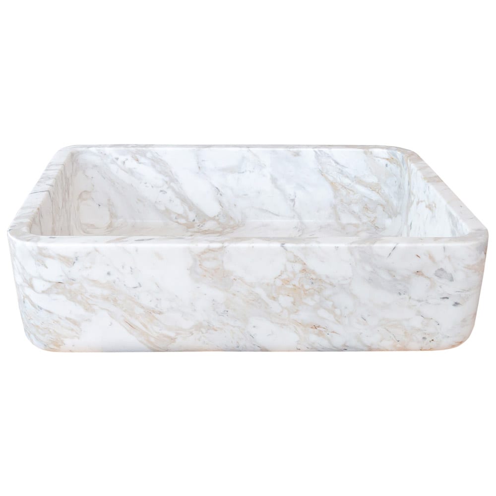 European Sugar Marble Rectangular Farmhouse Sink Semi-Polished (W)12.5