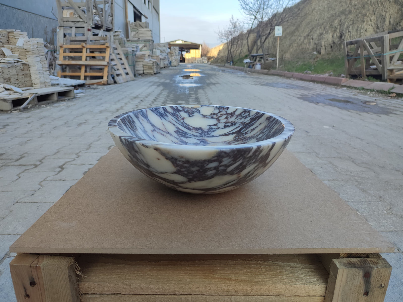 Calacatta Viola Marble Oval Shape Above Vanity Bathroom Sink (W)14