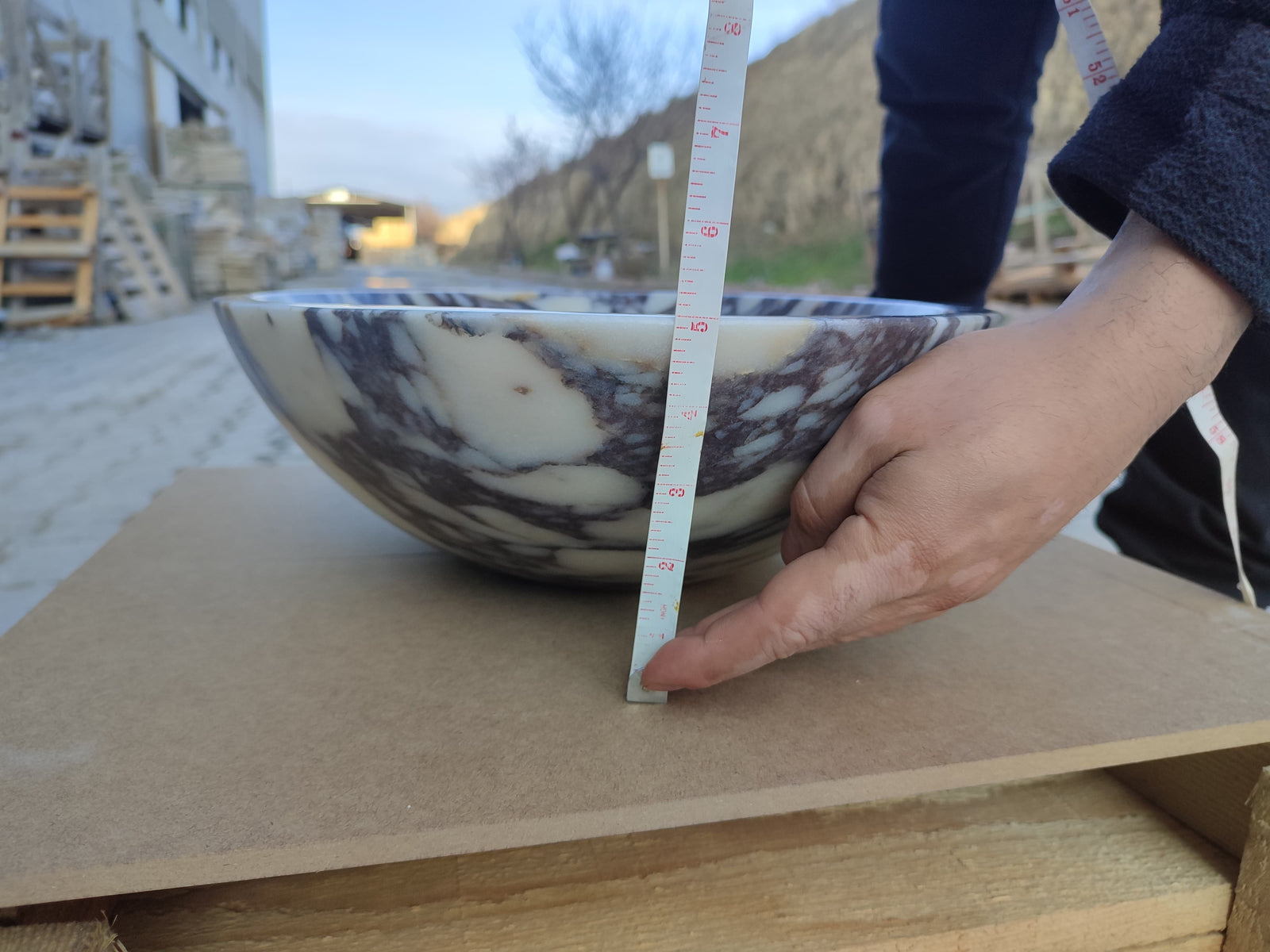 Calacatta Viola Marble Oval Shape Above Vanity Bathroom Sink (W)14