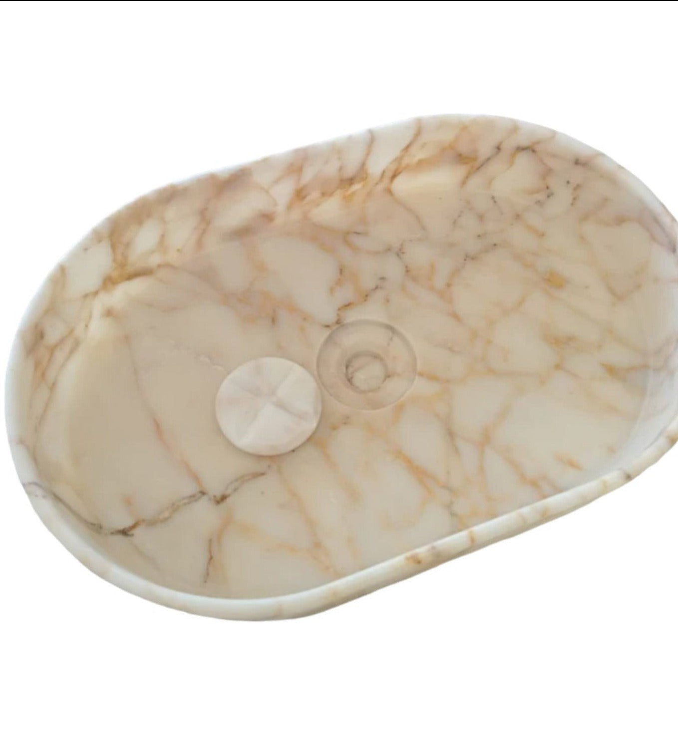 Calacatta Gold Marble Above-Vanity Oval Curved Sink Polished (W)16