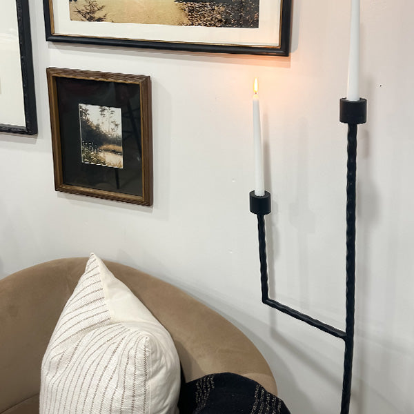 50 Inch Black Iron Floor Candelabra