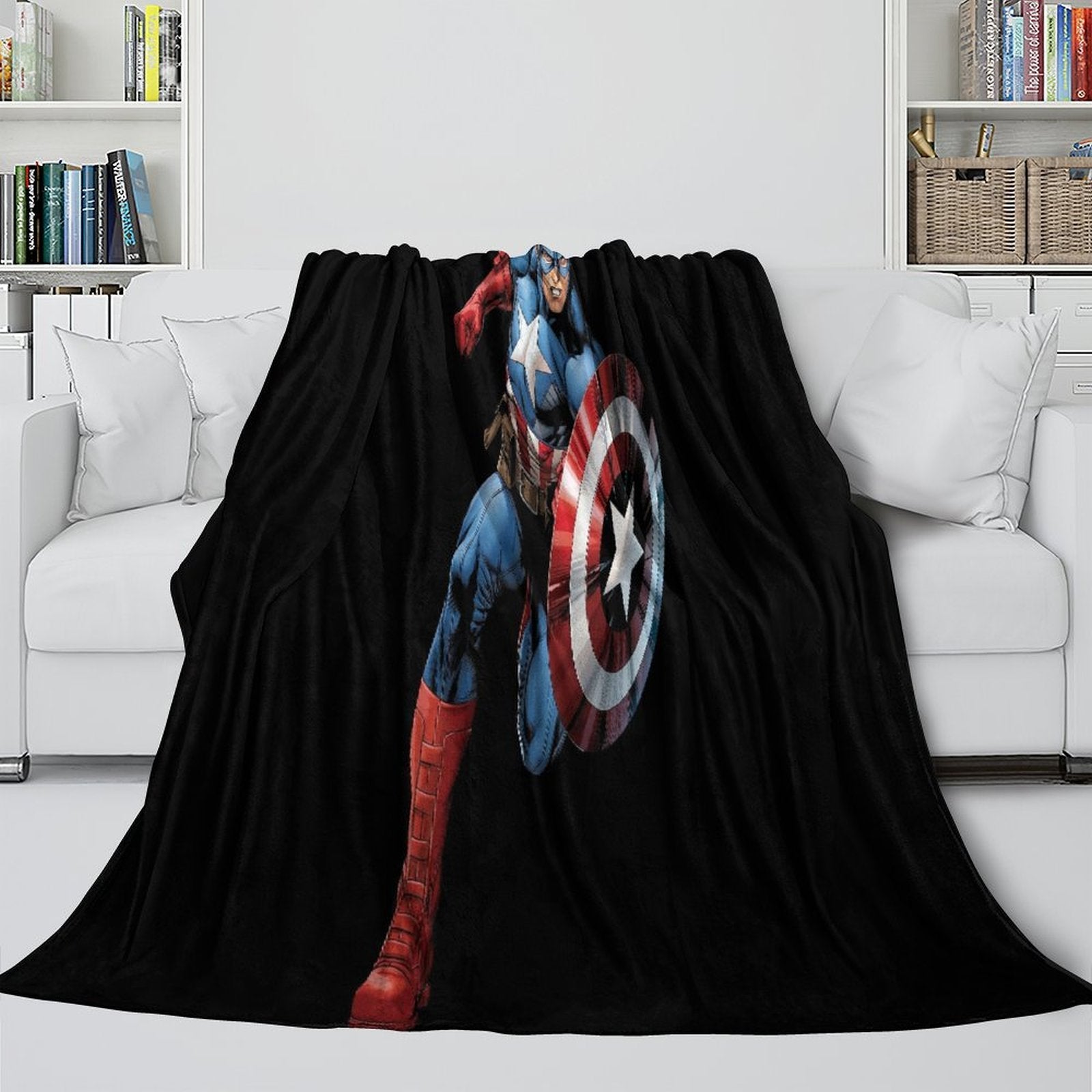 Captain America Blanket Pattern Flannel Kids Room Throw