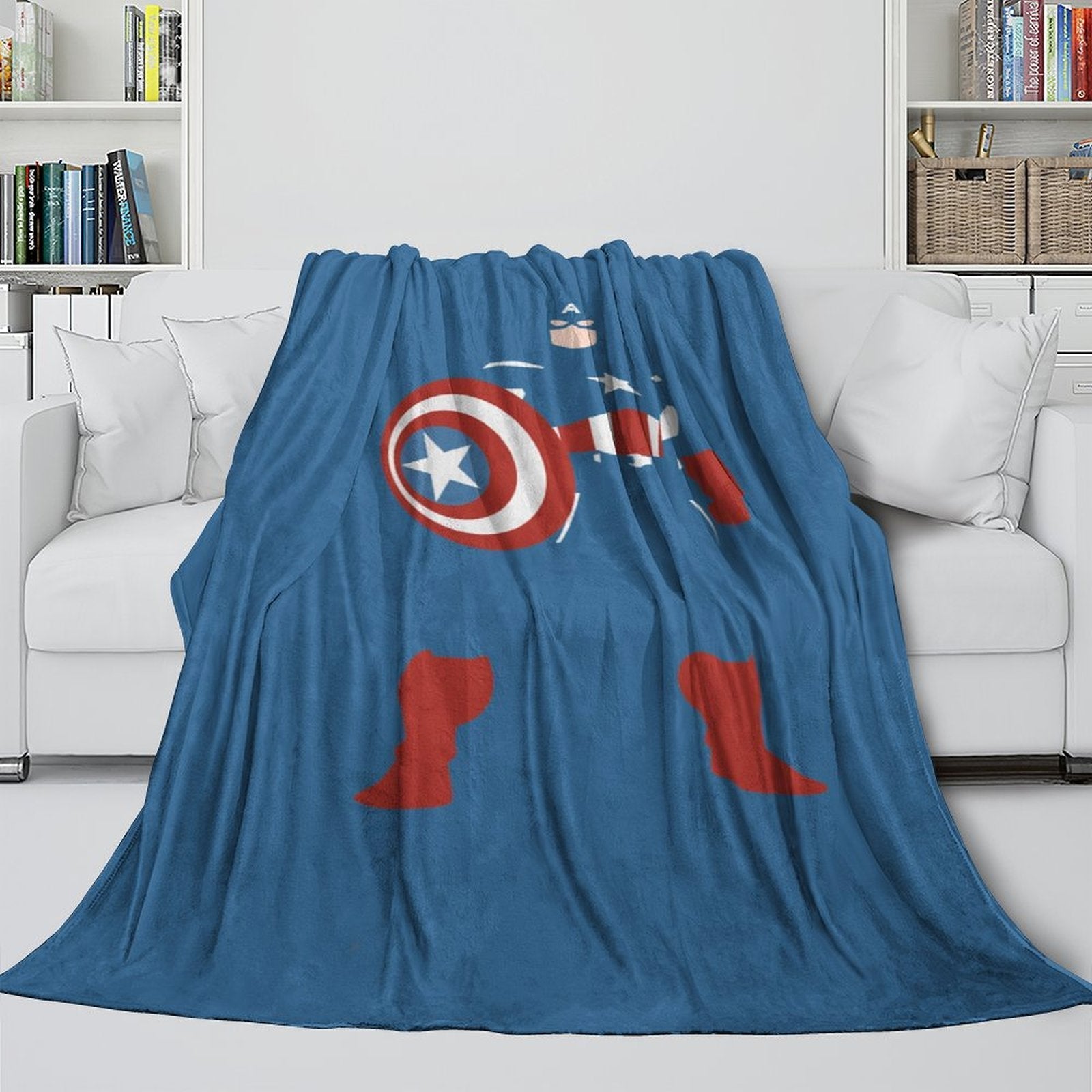 Captain America Blanket Pattern Flannel Kids Room Throw
