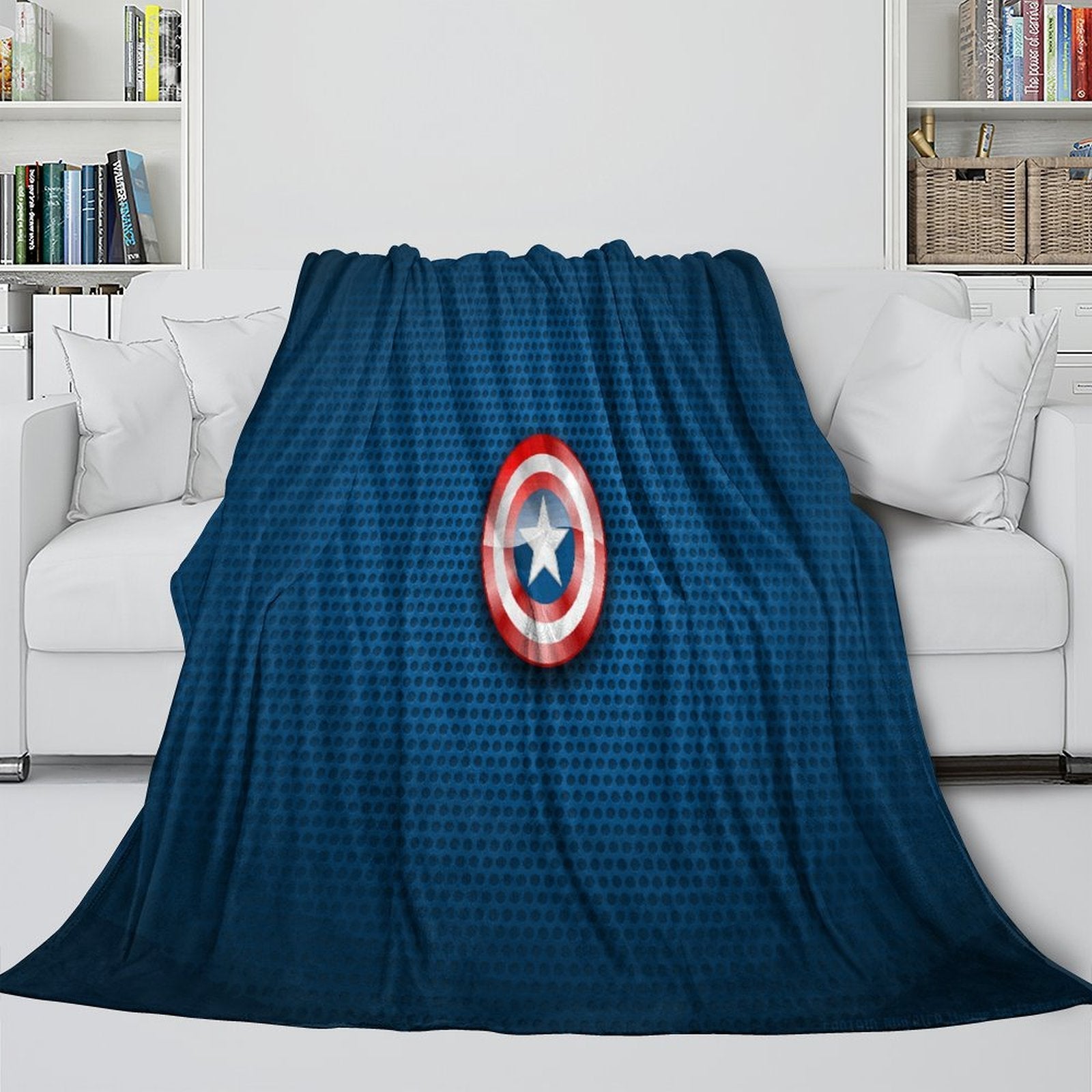 Captain America Blanket Pattern Flannel Kids Room Throw