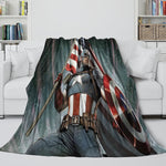 Captain America Blanket Pattern Flannel Kids Room Throw