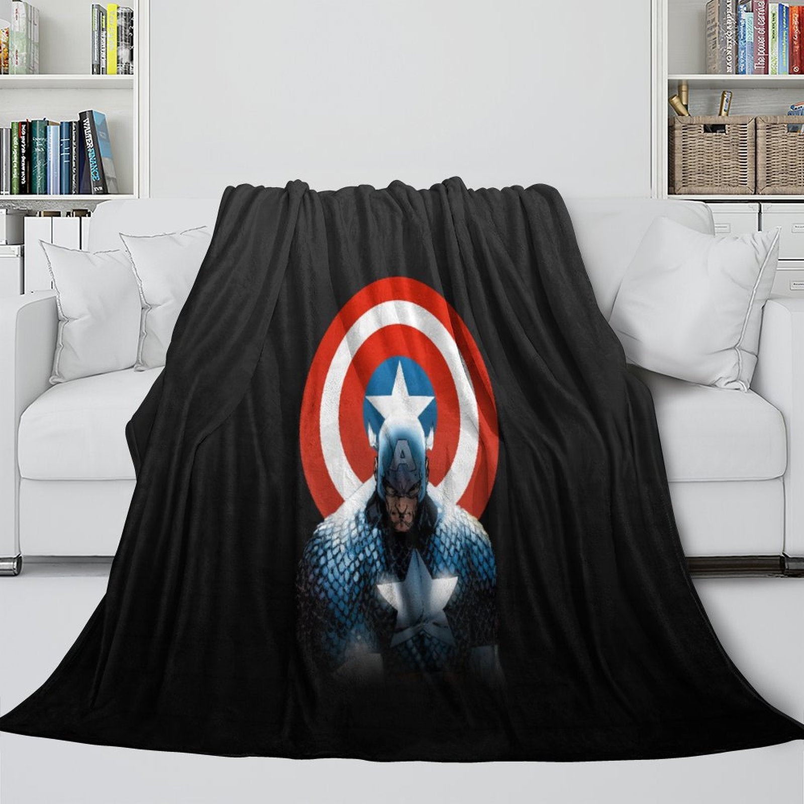 Captain America Blanket Pattern Flannel Kids Room Throw