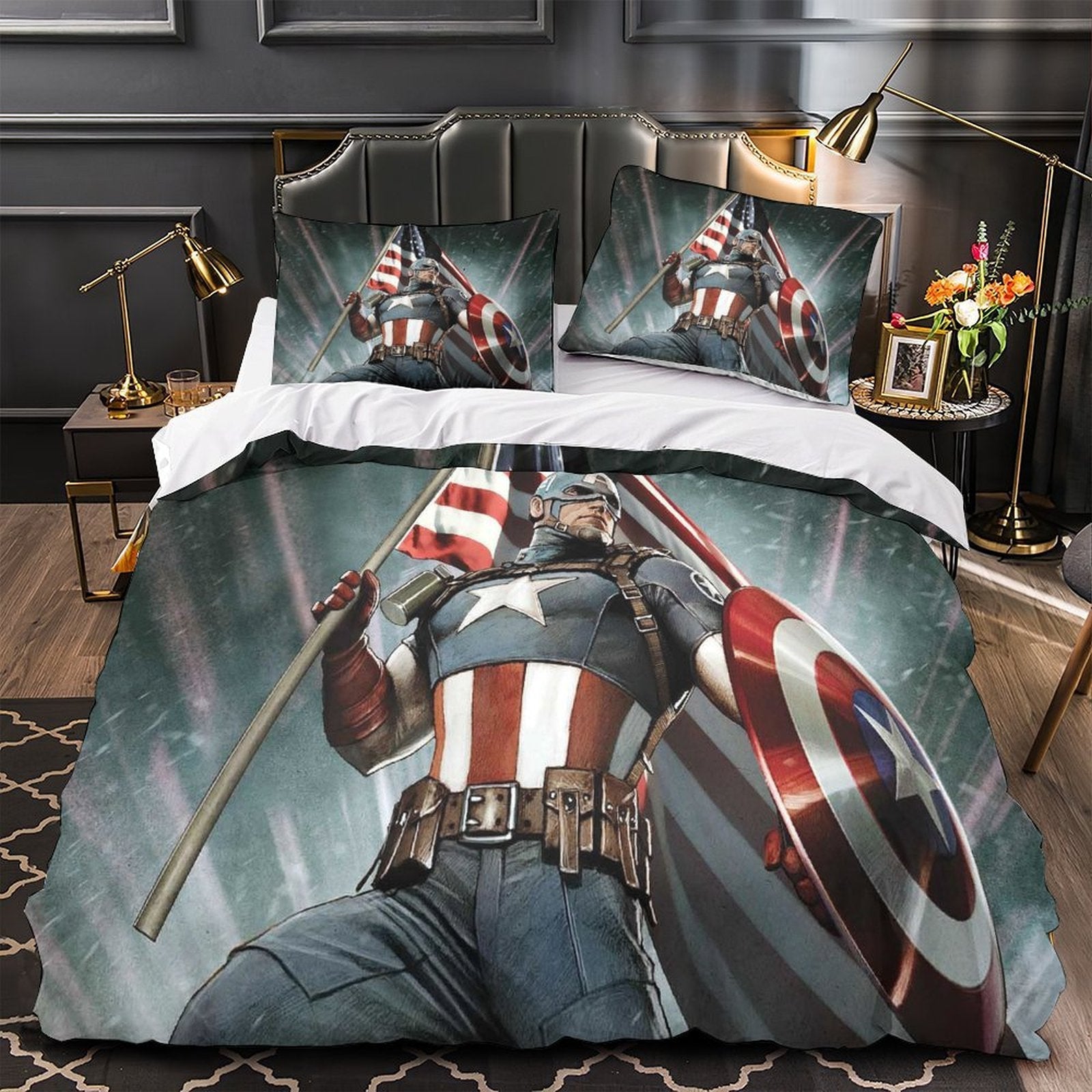 Captain America Duvet Cover Kids Room Bedding Set Without Filler