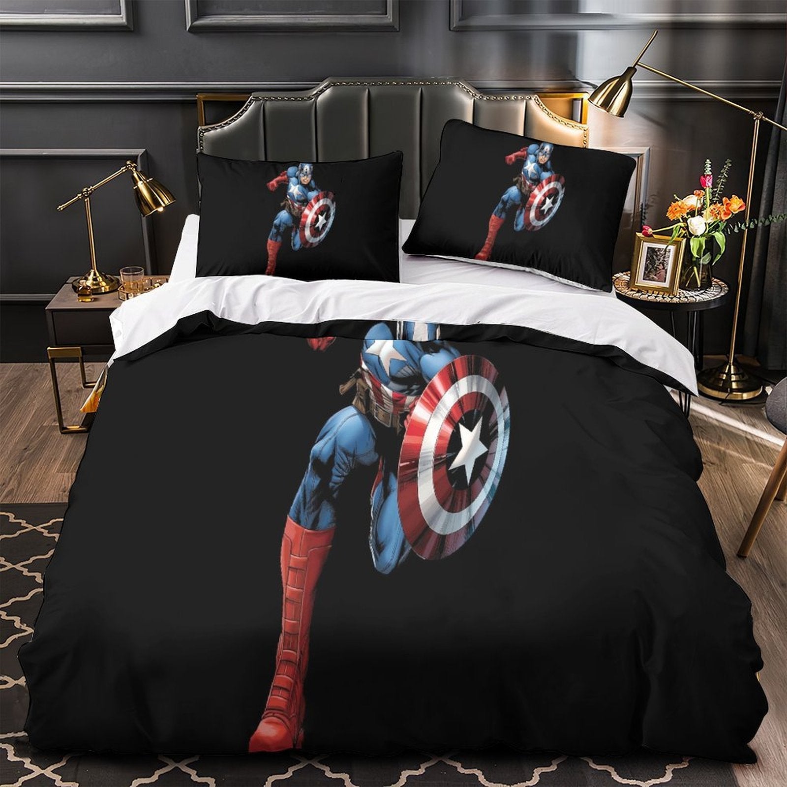 Captain America Duvet Cover Kids Room Bedding Set Without Filler
