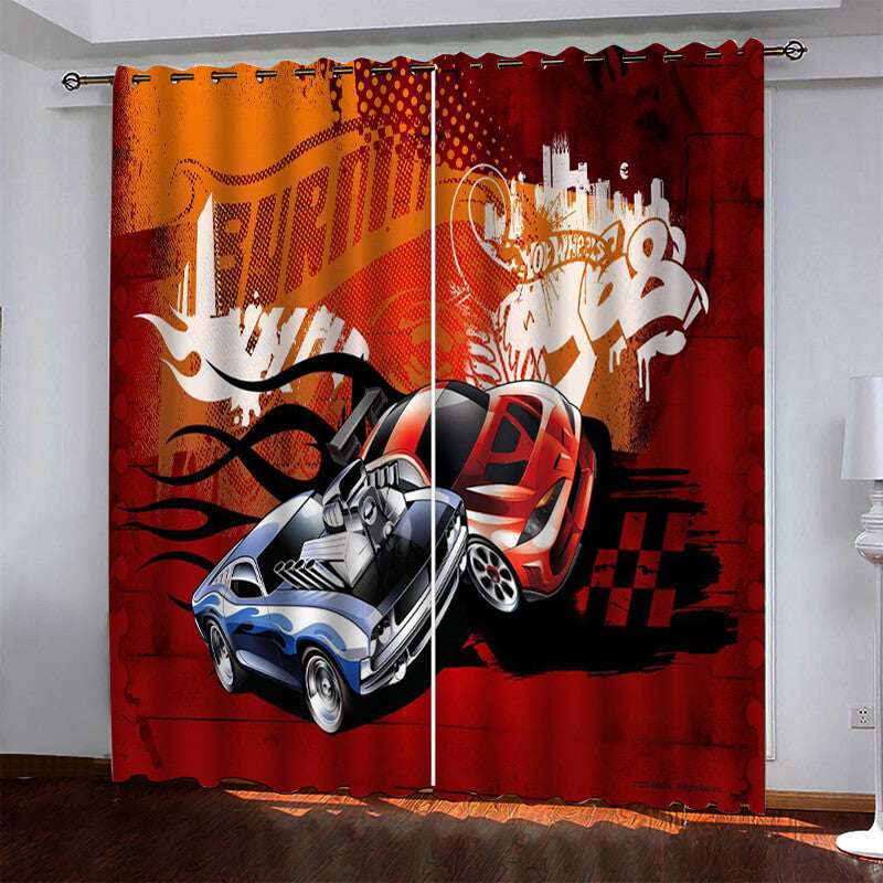 Car Model Hot Wheels Curtains Blackout Window Drapes