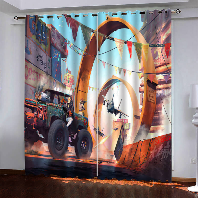 Car Model Hot Wheels Pattern Curtains Blackout Window Drapes