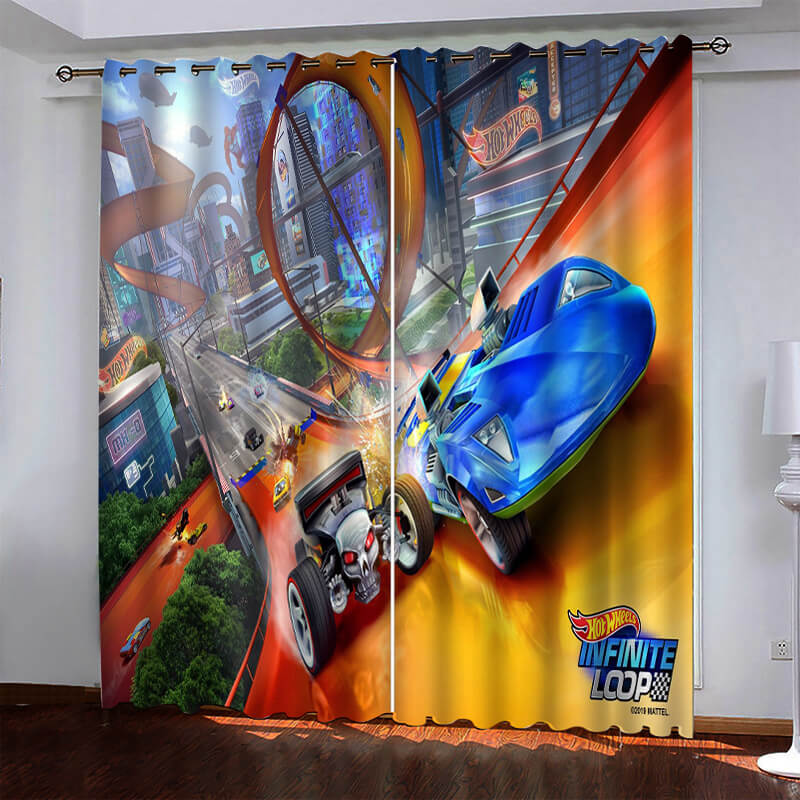 Car Model Hot Wheels Pattern Curtains Blackout Window Drapes