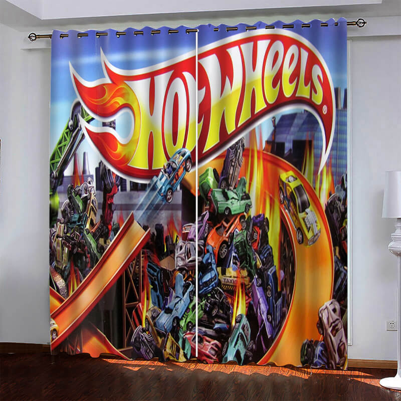 Car Model Hot Wheels Pattern Curtains Blackout Window Drapes
