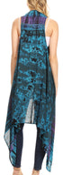 Sakkas Ivana Women's Oversized Draped Open Front Sleeveless Cardigan in Tie Dye