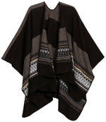 Sakkas Mari Women's Reversible Large Poncho Shawl Wrap Scarf Cape Ruana Blanket
