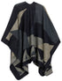 Sakkas Mari Women's Reversible Large Poncho Shawl Wrap Scarf Cape Ruana Blanket