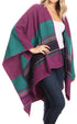 Sakkas Mari Women's Reversible Large Poncho Shawl Wrap Scarf Cape Ruana Blanket