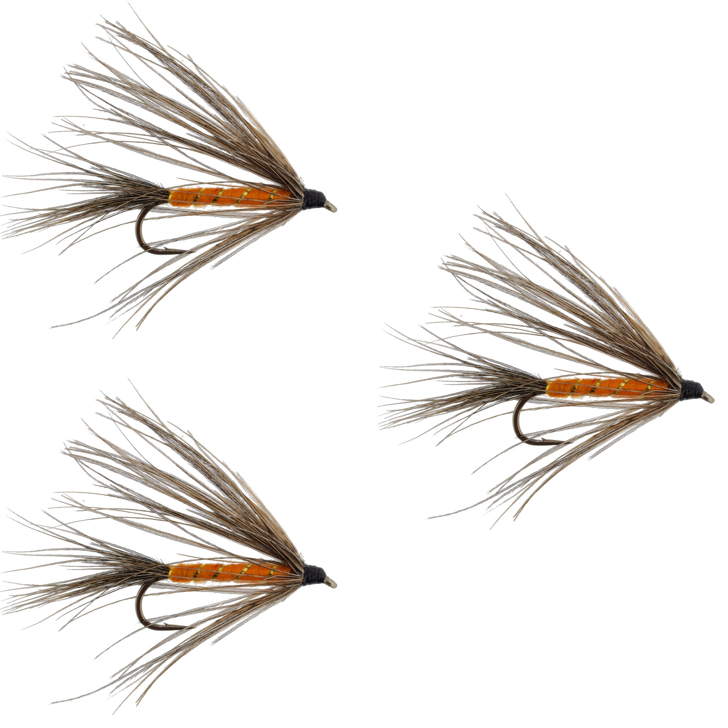 3 Pack Carey Special Soft Hackle Grouse and Orange Wet Fly - Hook Size 10 .