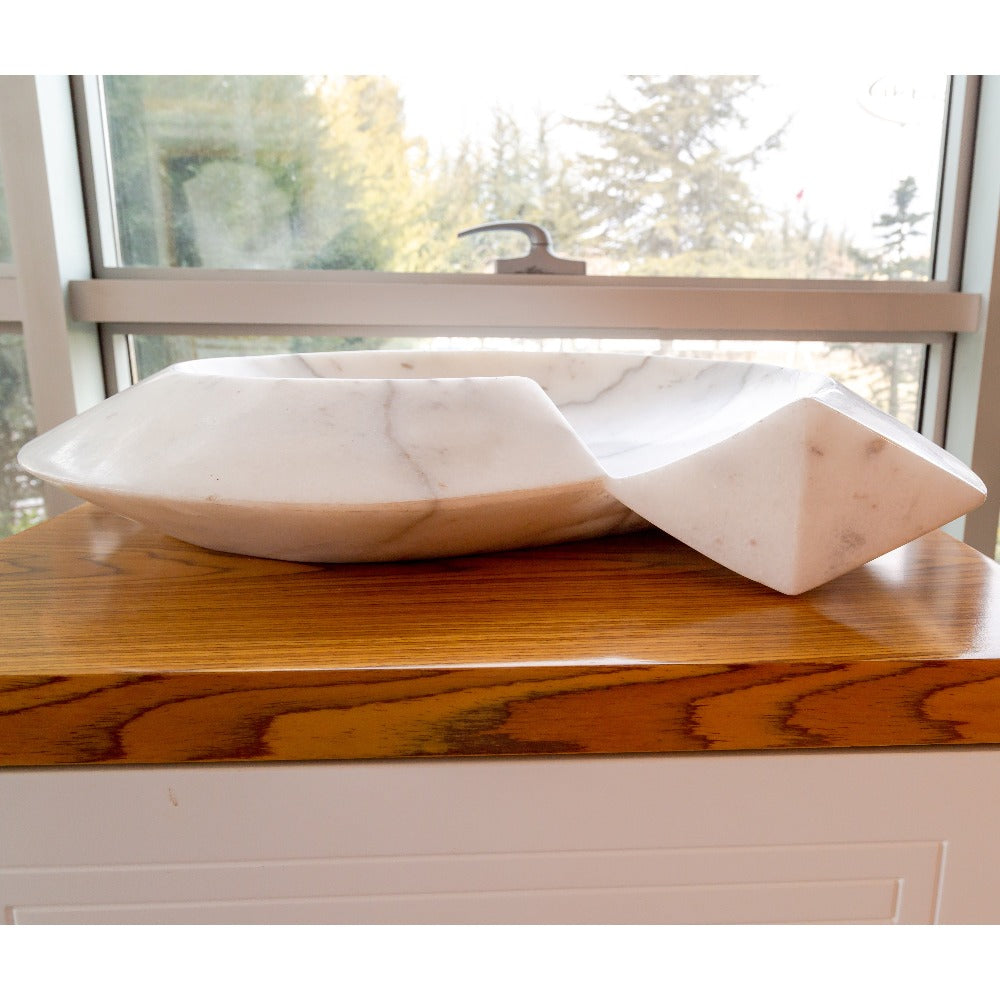 Carrara Marble Helix Shape Stone Sink Polished (W)20