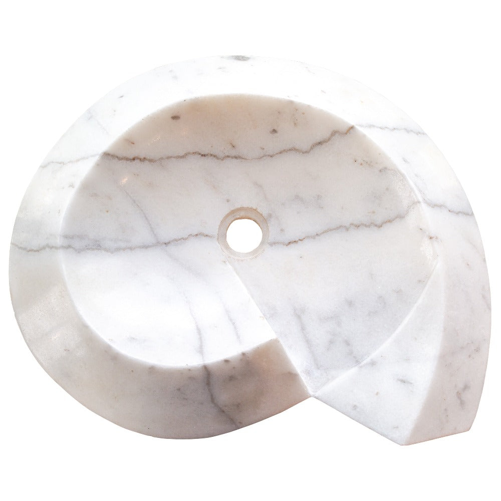 Carrara Marble Helix Shape Stone Sink Polished (W)20