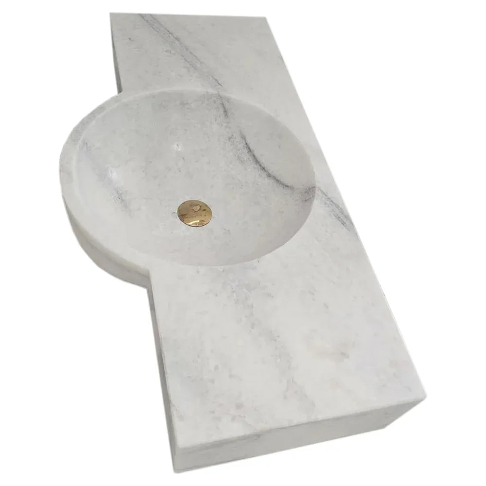 Carrara White Marble Above-vanity Wall-mount Bathroom Sink (W)16