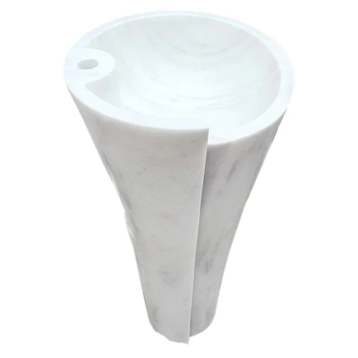 Carrara White Marble Stand-alone Designer Pedestal Bathroom Sink (W)16.5