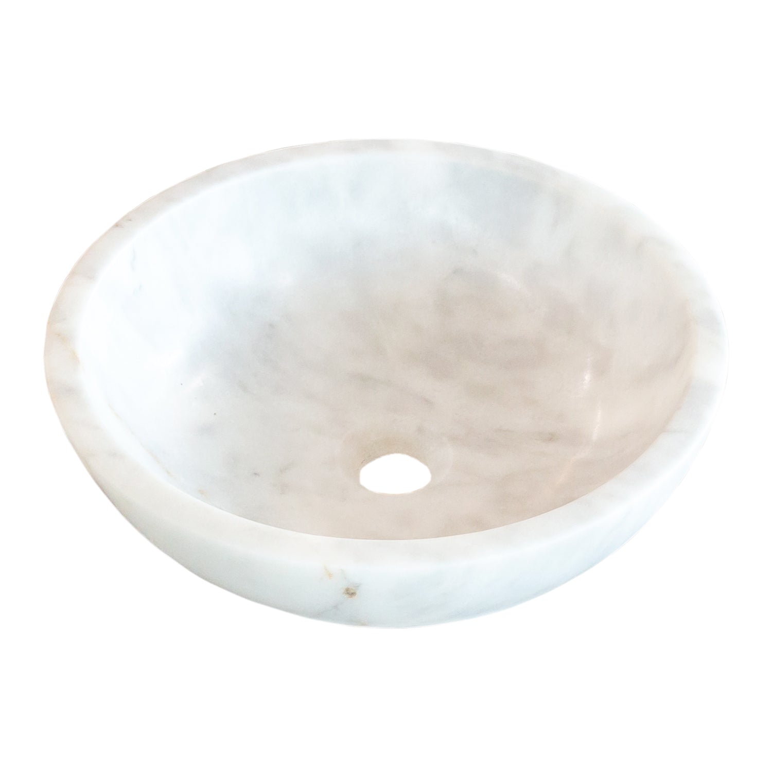 Carrara White Natural Stone Marble Vessel Sink Polished  (D)16