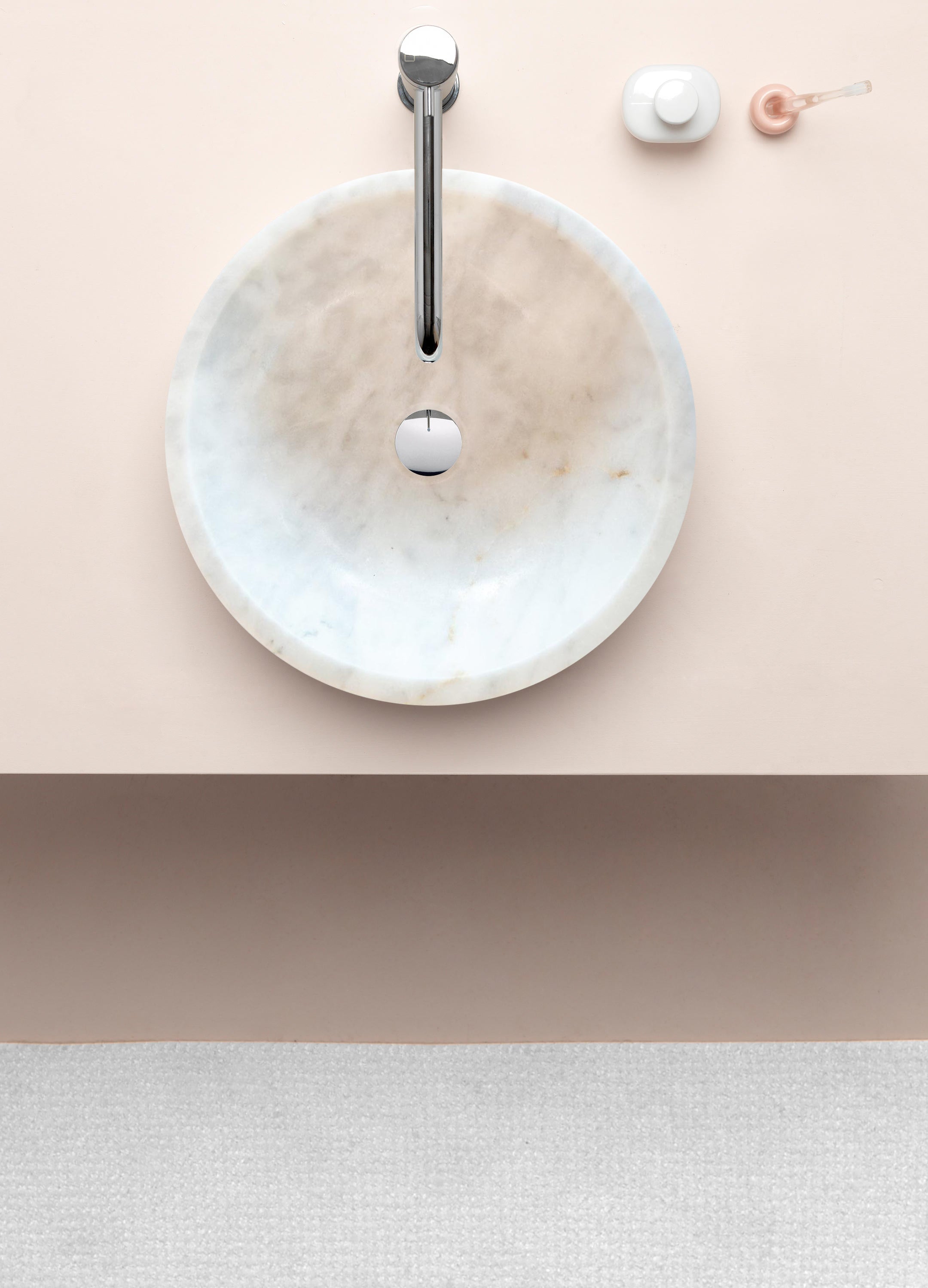 Carrara White Natural Stone Marble Vessel Sink Polished  (D)16" (H)6"