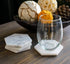 Marble 4" Hexagon Coasters Semi-polished set of 4