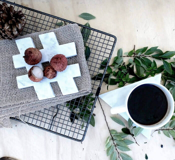 Bianco Carrara White Marble 5"x5" Coasters Semi-polished set of 4