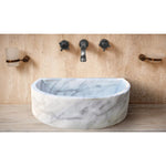 Natural Stone Carrara White Marble Wall-Mount Marble Sink Polished (W)20" (L)24" (H)6"