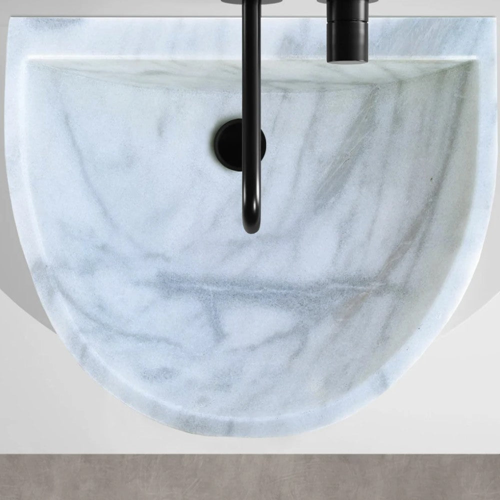 Natural Stone Carrara White Marble Wall-Mount Marble Sink Polished (W)20" (L)24" (H)6"