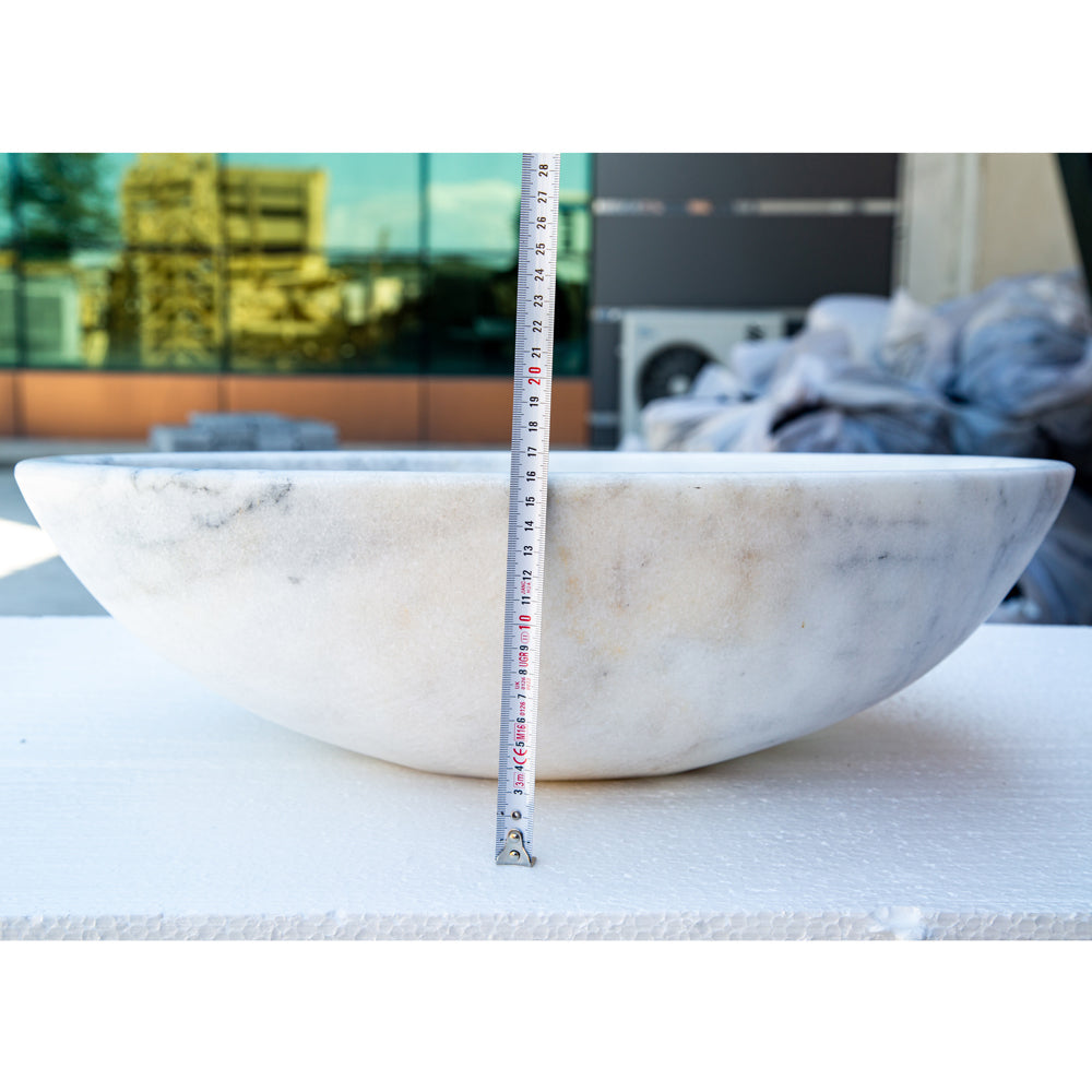 Carrara White Marble Natural Stone Oval Vessel Sink (W)16