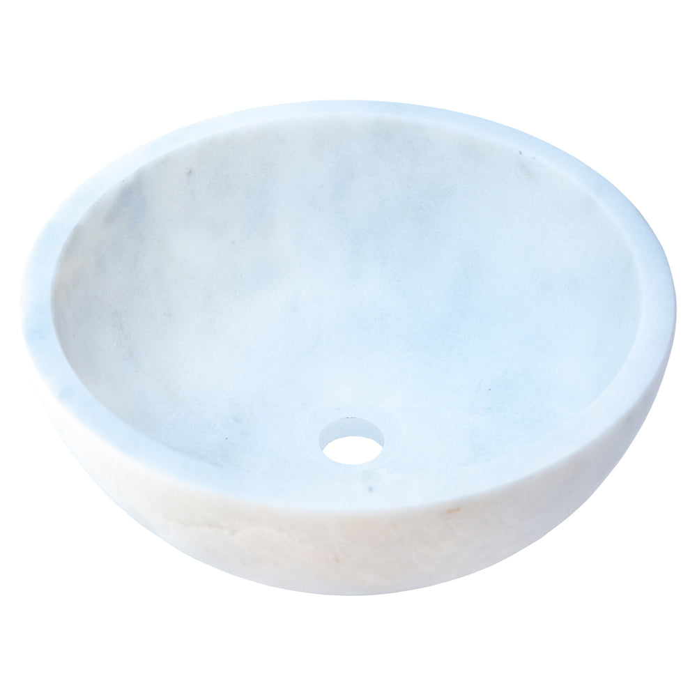 Carrara White Natural Stone Marble Vessel Sink  (D)16