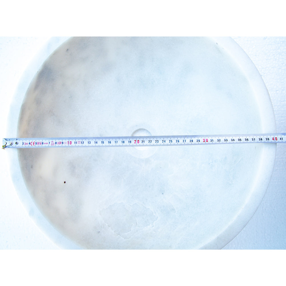 Carrara White Natural Stone Marble Vessel Sink  (D)16