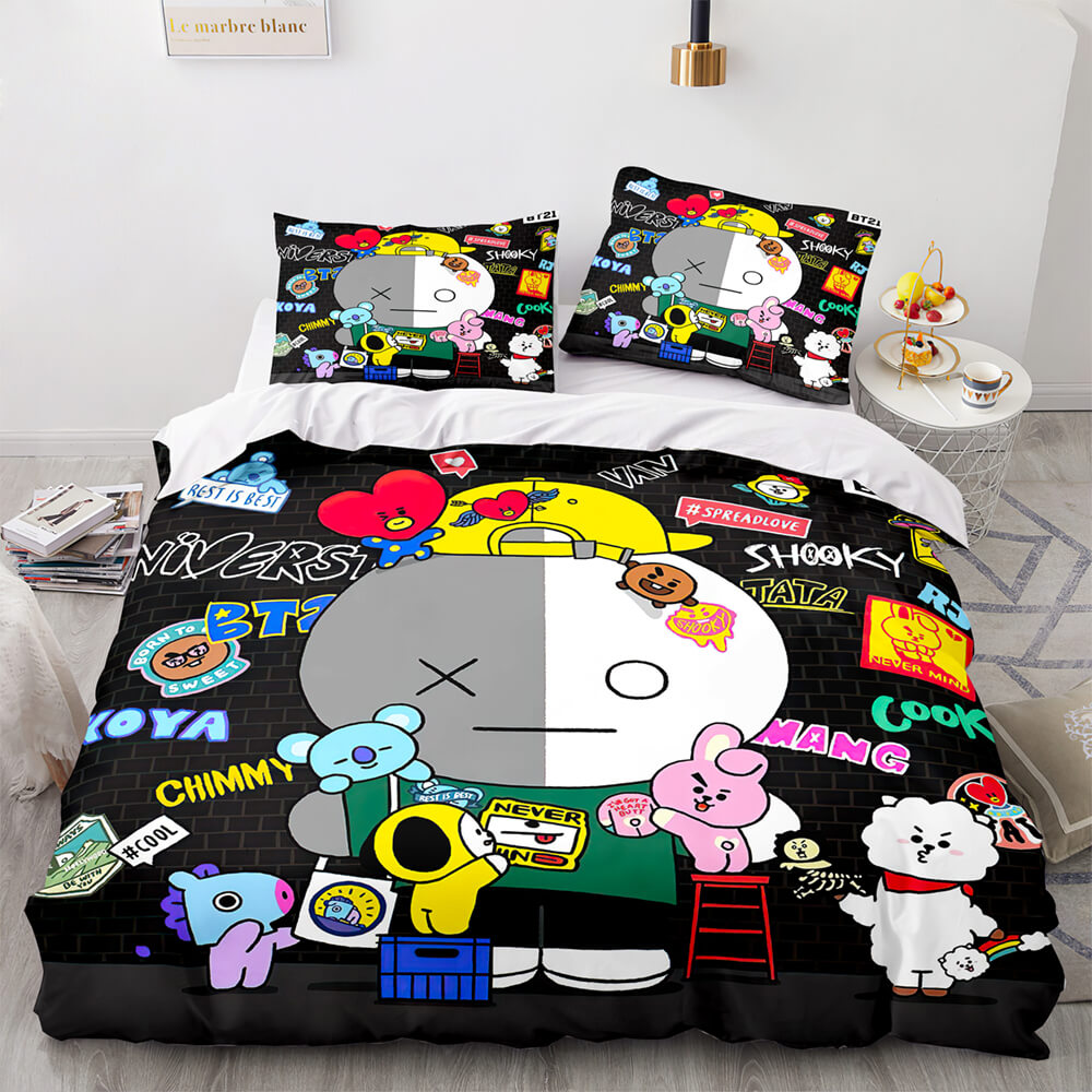 Cartoon BT21 BTS Butter Bedding Set Quilt Duvet Cover Bedding Sets