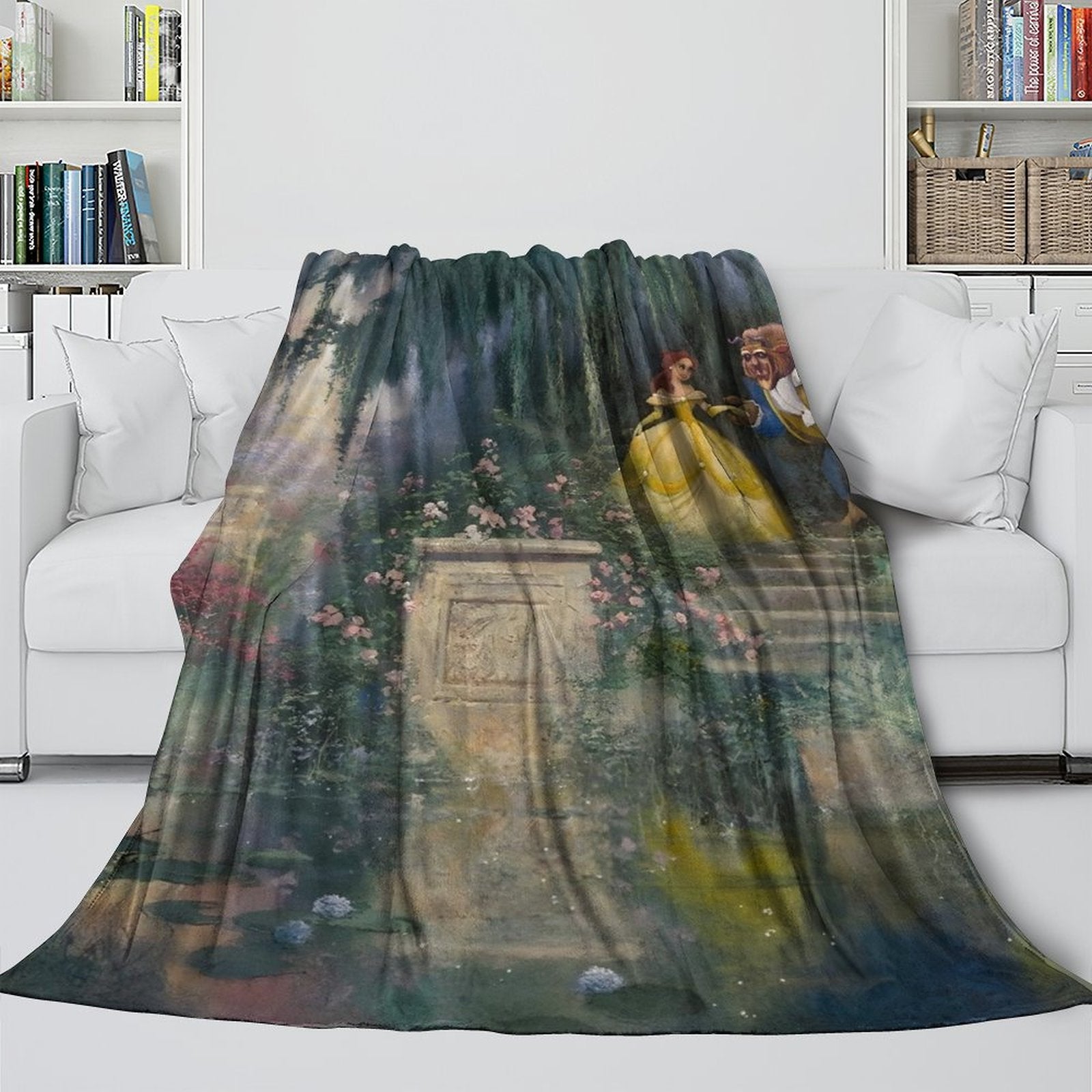 Cartoon Beauty and the Beast Blanket Flannel Throw Room Decoration