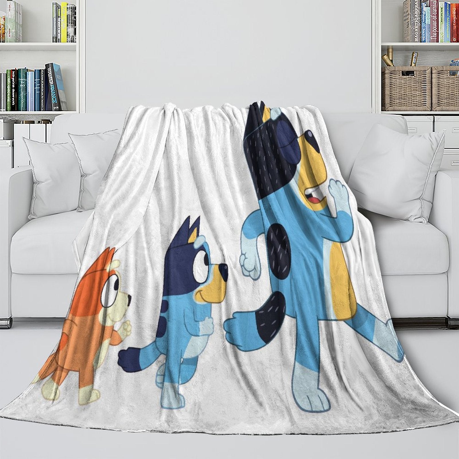 Cartoon Bluey Blanket Pattern Flannel Kids Throw Room Decoration