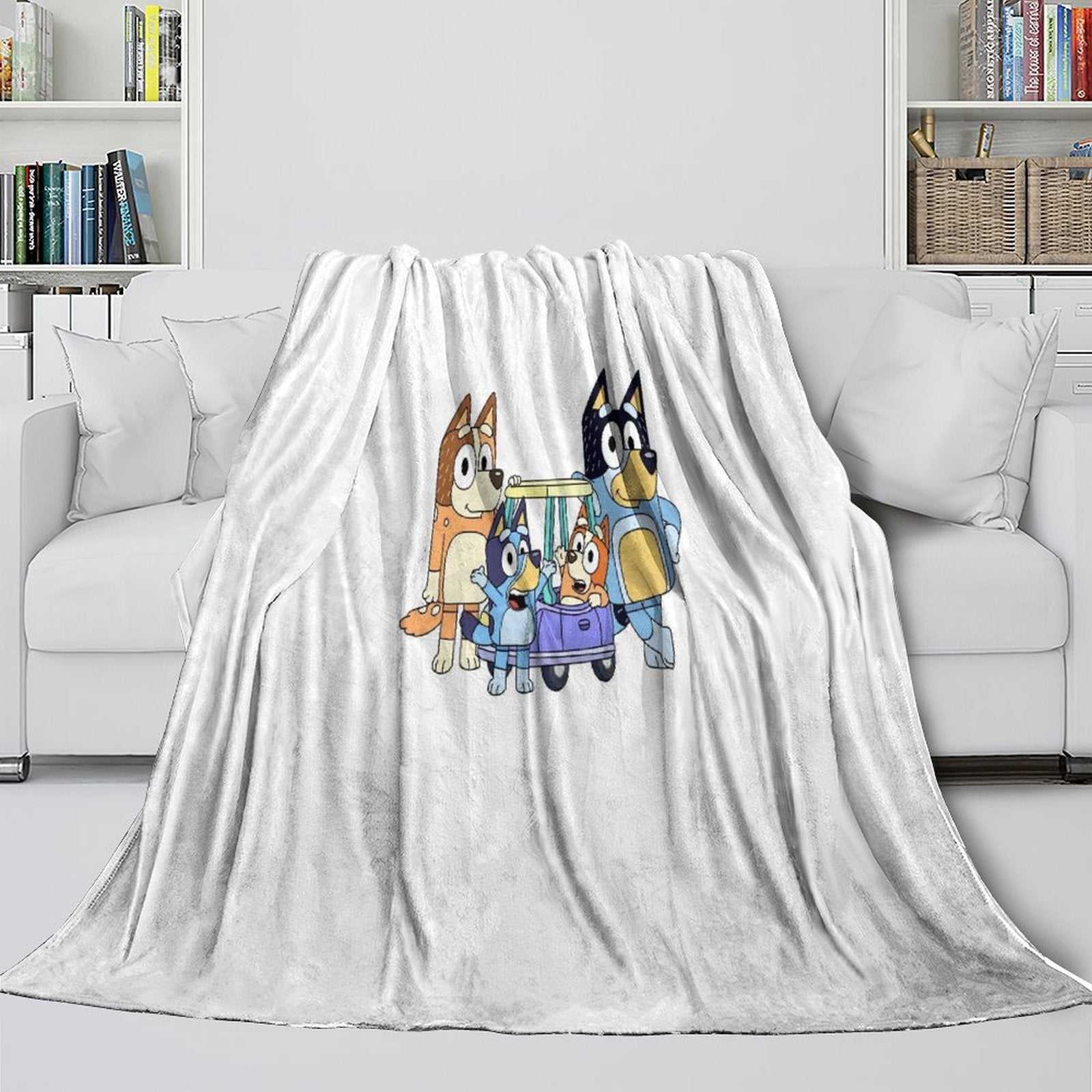 Cartoon Bluey Blanket Pattern Flannel Kids Throw Room Decoration