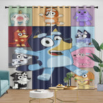 Cartoon Bluey Curtains Blackout Window Drapes Kids Room Decoration