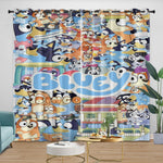 Cartoon Bluey Curtains Blackout Window Drapes Kids Room Decoration