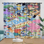 Cartoon Bluey Curtains Blackout Window Drapes Kids Room Decoration