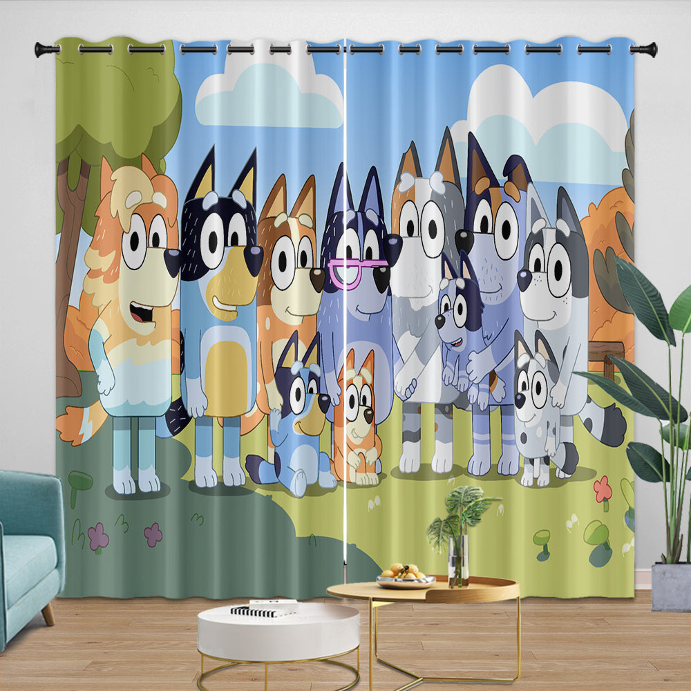 Cartoon Bluey Curtains Pattern Blackout Window Drapes