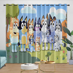 Cartoon Bluey Curtains Pattern Blackout Window Drapes
