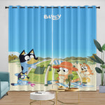 Cartoon Bluey Curtains Pattern Blackout Window Drapes