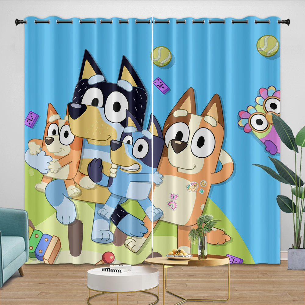Cartoon Bluey Curtains Pattern Blackout Window Drapes