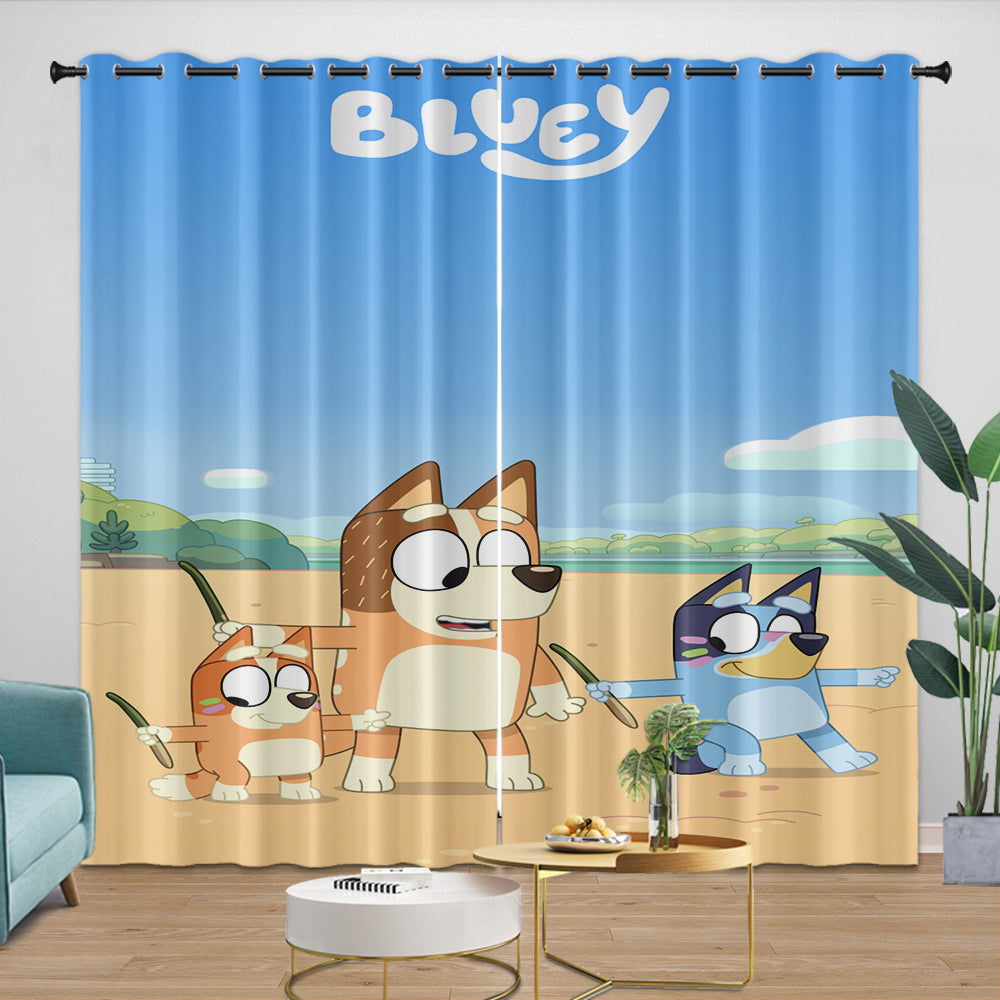 Cartoon Bluey Curtains Pattern Blackout Window Drapes