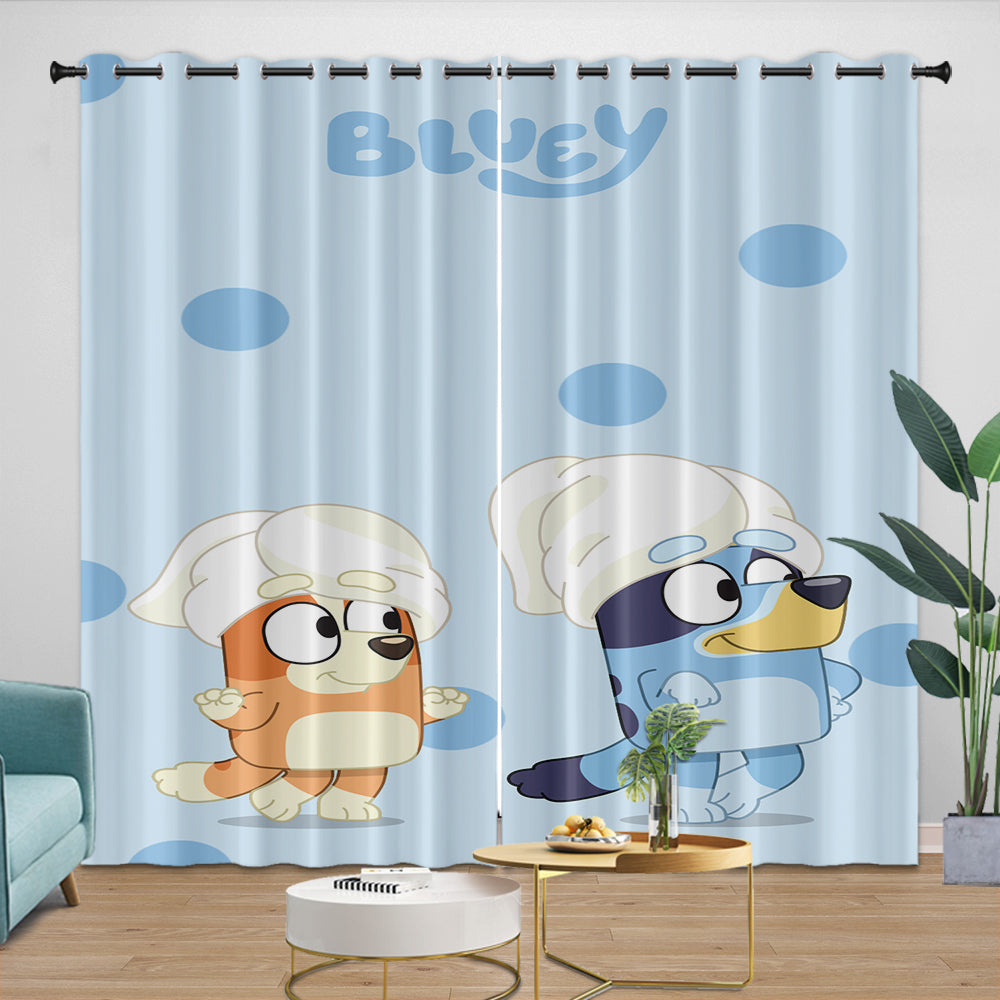 Cartoon Bluey Curtains Pattern Blackout Window Drapes