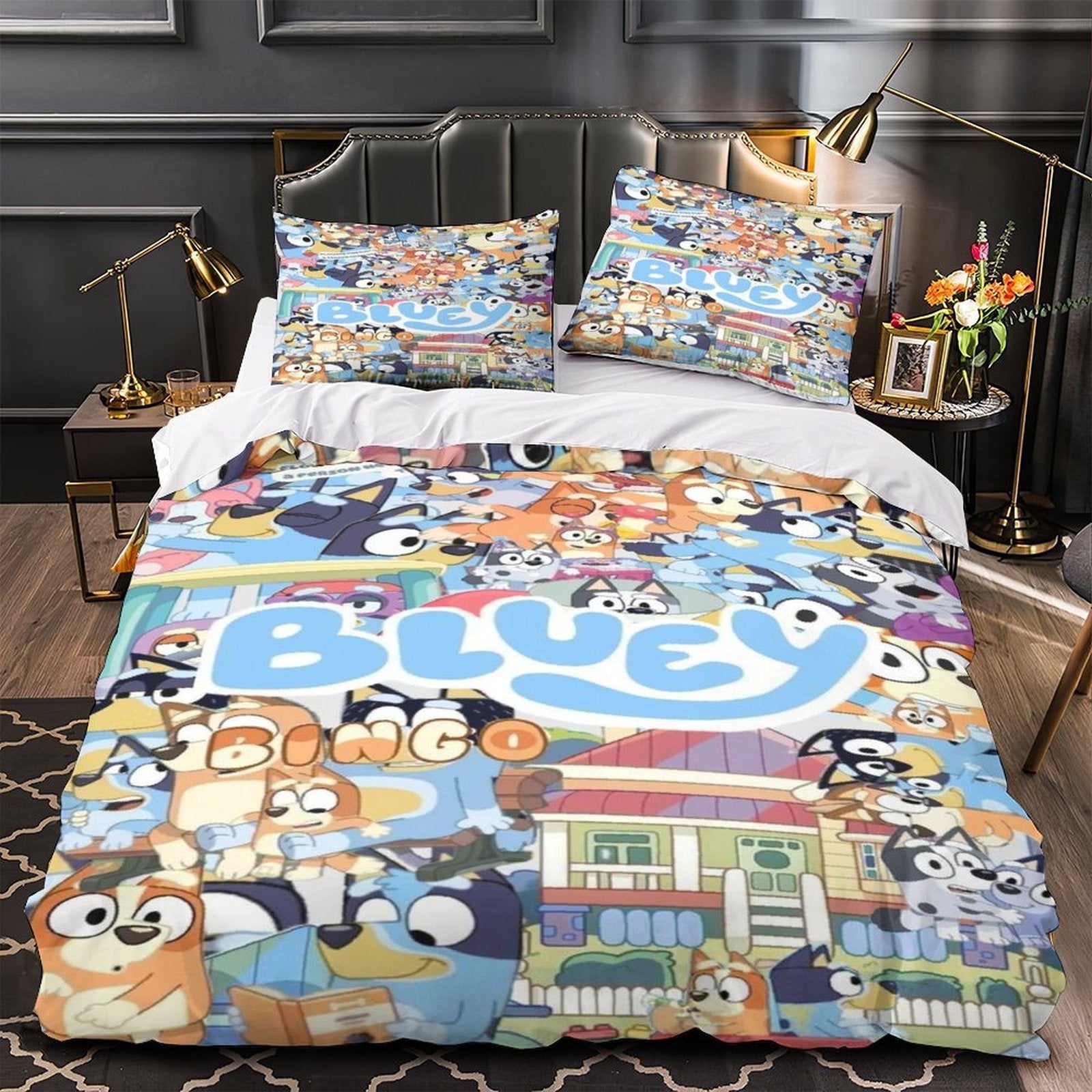 Cartoon Bluey Duvet Cover Pattern Bedding Set Room Decoration