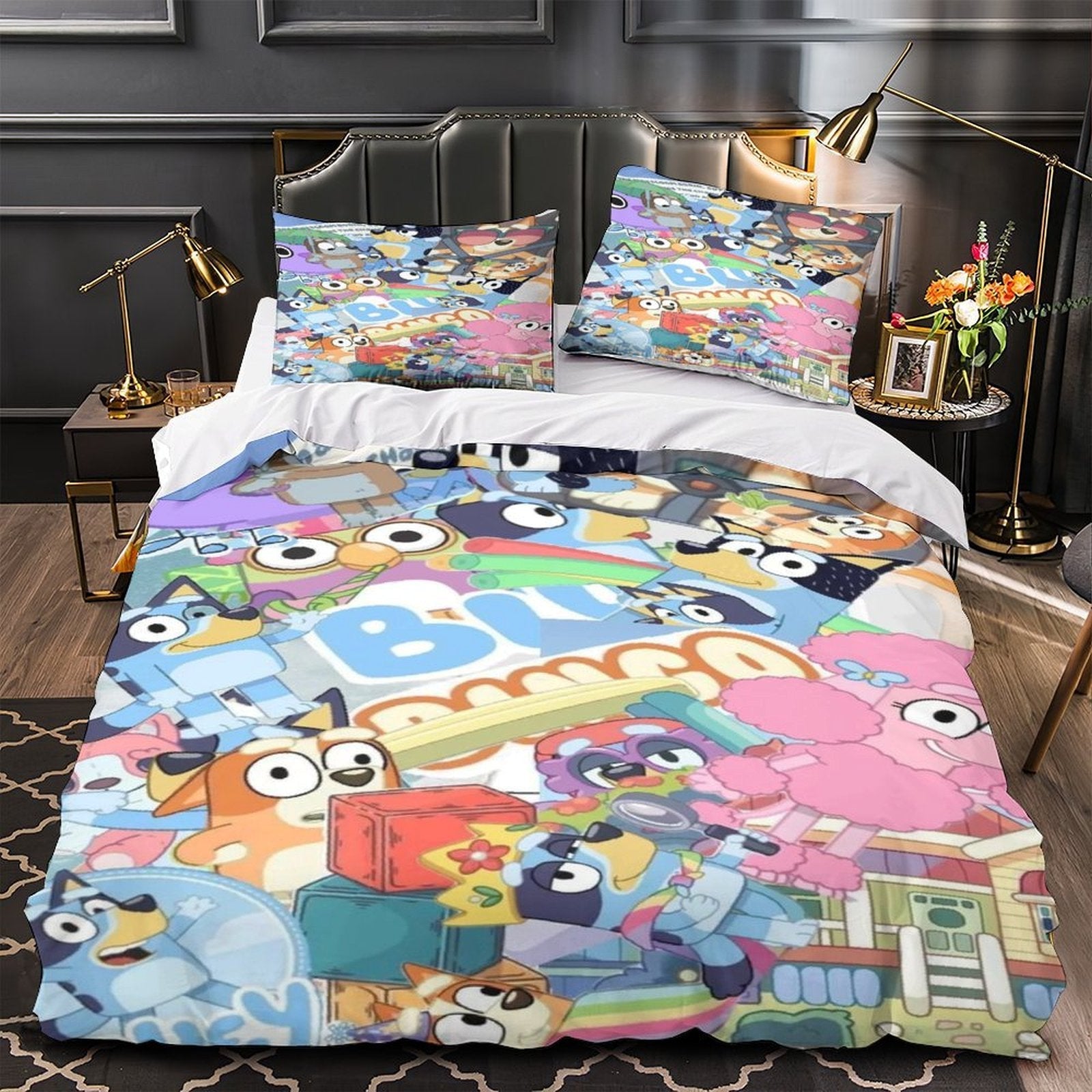 Cartoon Bluey Duvet Cover Pattern Bedding Set Room Decoration